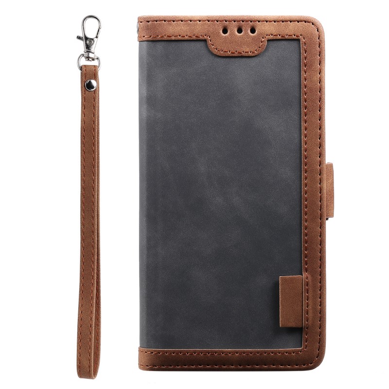 Flip Phone Leather Case with Hand Strap, Card Slot, and Bracket